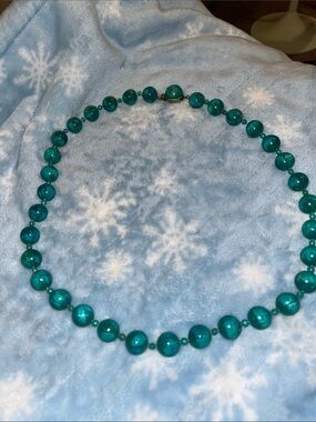 Teal Beaded vintage Necklace - Women Jewelry